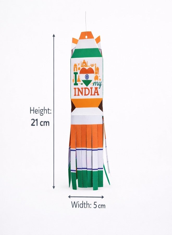 DIGI ART'S DIGI Art’s Republic Day Paper Kandil Hanging Decoration | I Love My India Tricolor Mini Lantern | Pack of 12 (4 Unique Designs) | for 26 January, School, Office, Home Decor - Image 4